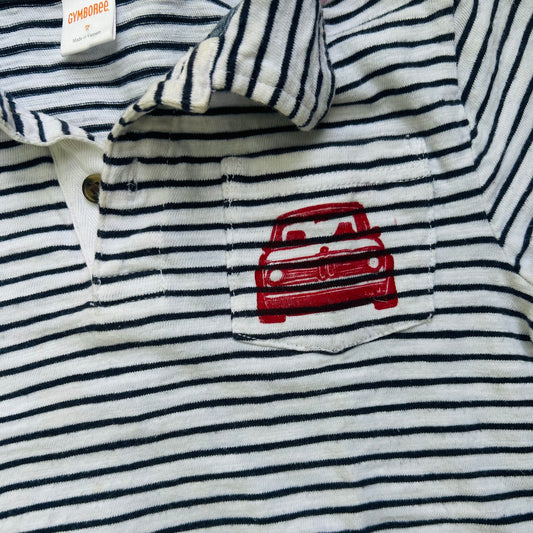 Child’s dark blue striped PERFEKT GERMAN 2002 short sleeve shirt