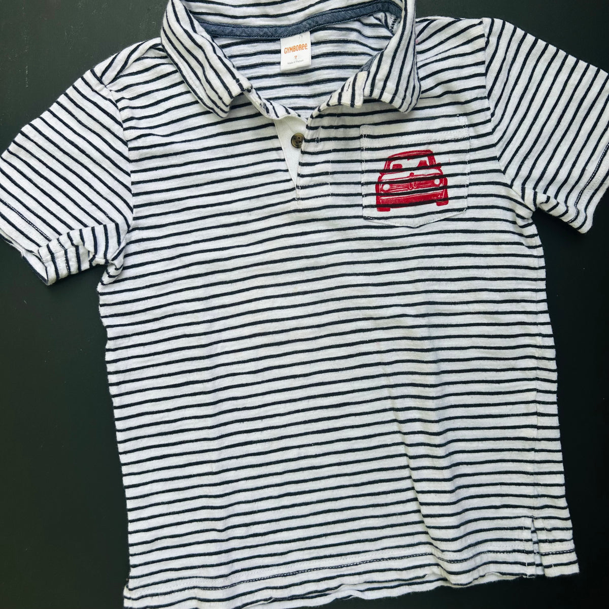 Child’s dark blue striped PERFEKT GERMAN 2002 short sleeve shirt