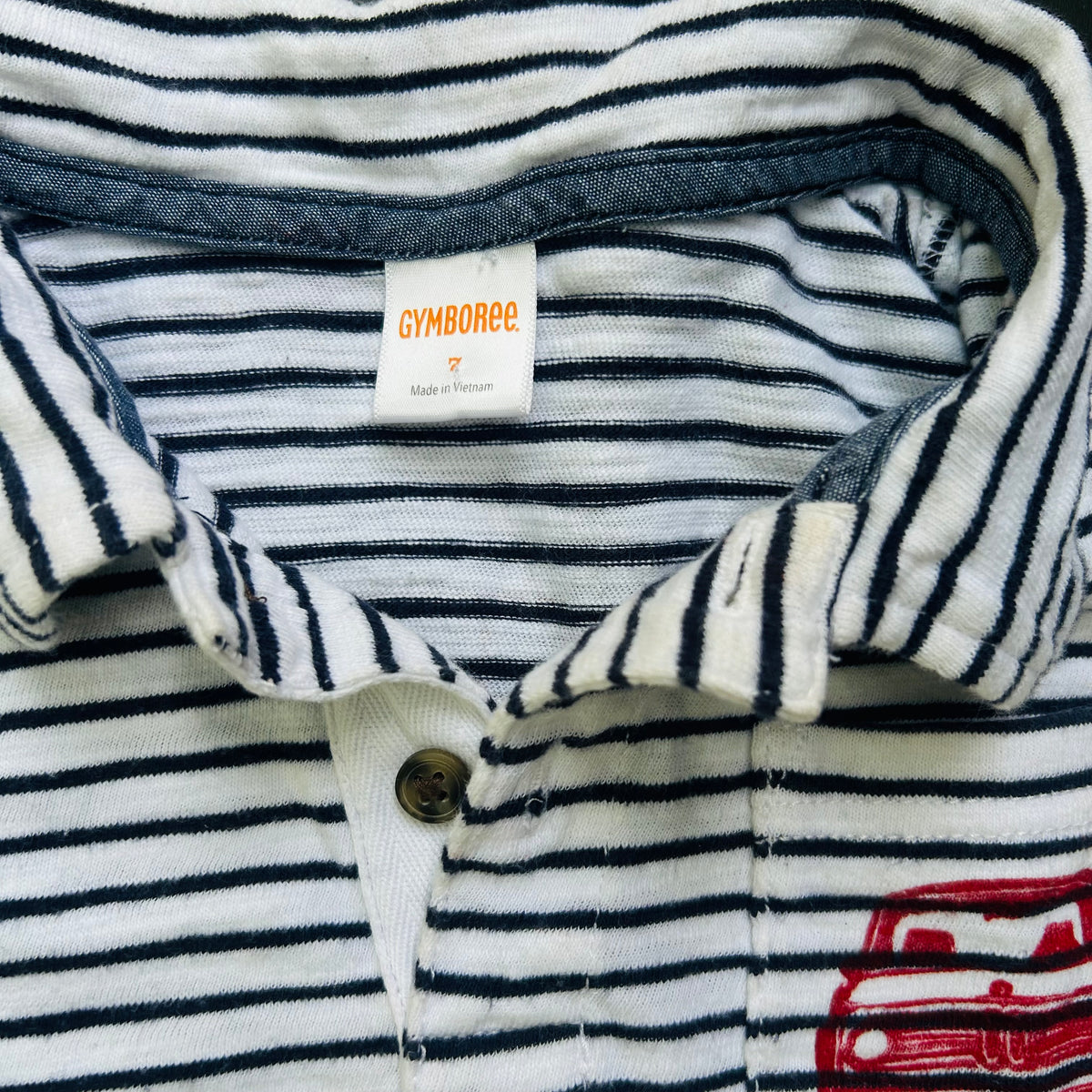 Child’s dark blue striped PERFEKT GERMAN 2002 short sleeve shirt