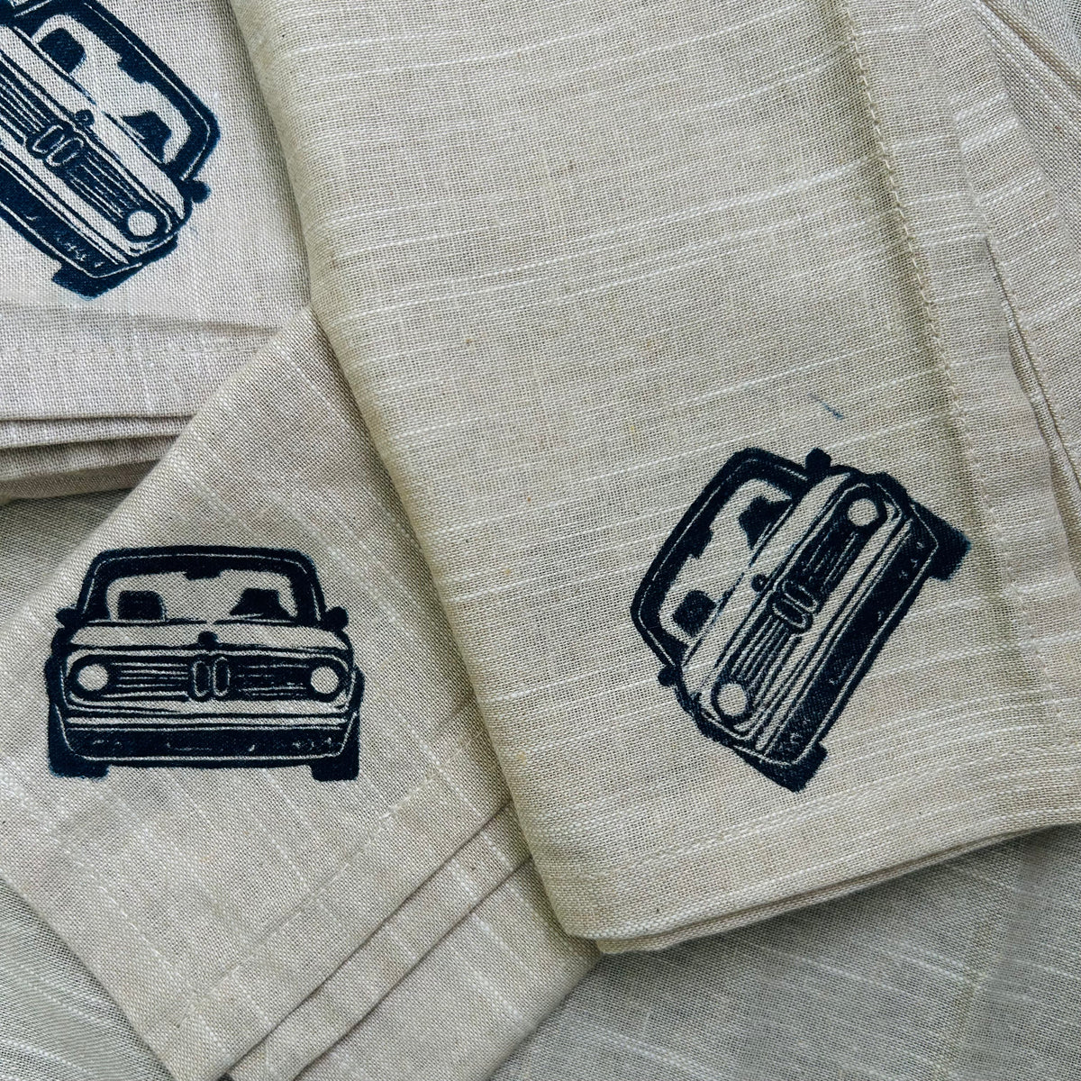 Hand printed BMW 2002 napkins
