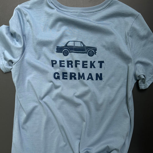 Woman’s blue PERFEKT GERMAN 2002 t-shirt
